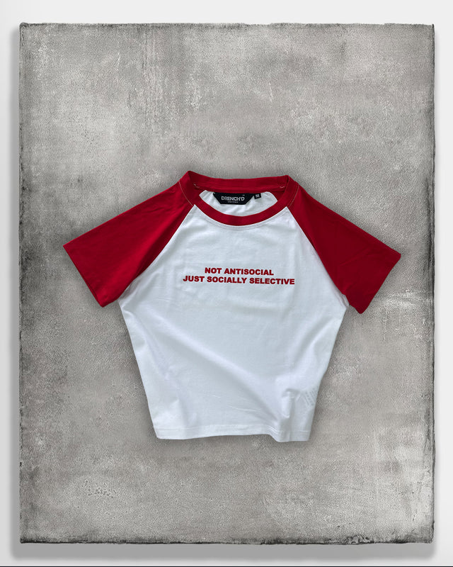 Red & White Raglan Crop Tee