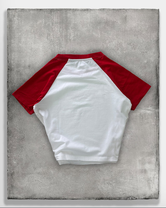Red & White Raglan Crop Tee