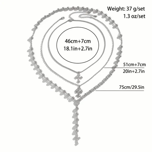 Triple Layered Cross Pendant Necklace